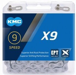 Łańcuch KMC X9 EPT 9 rzędowy 114 ogniw box ze spinką